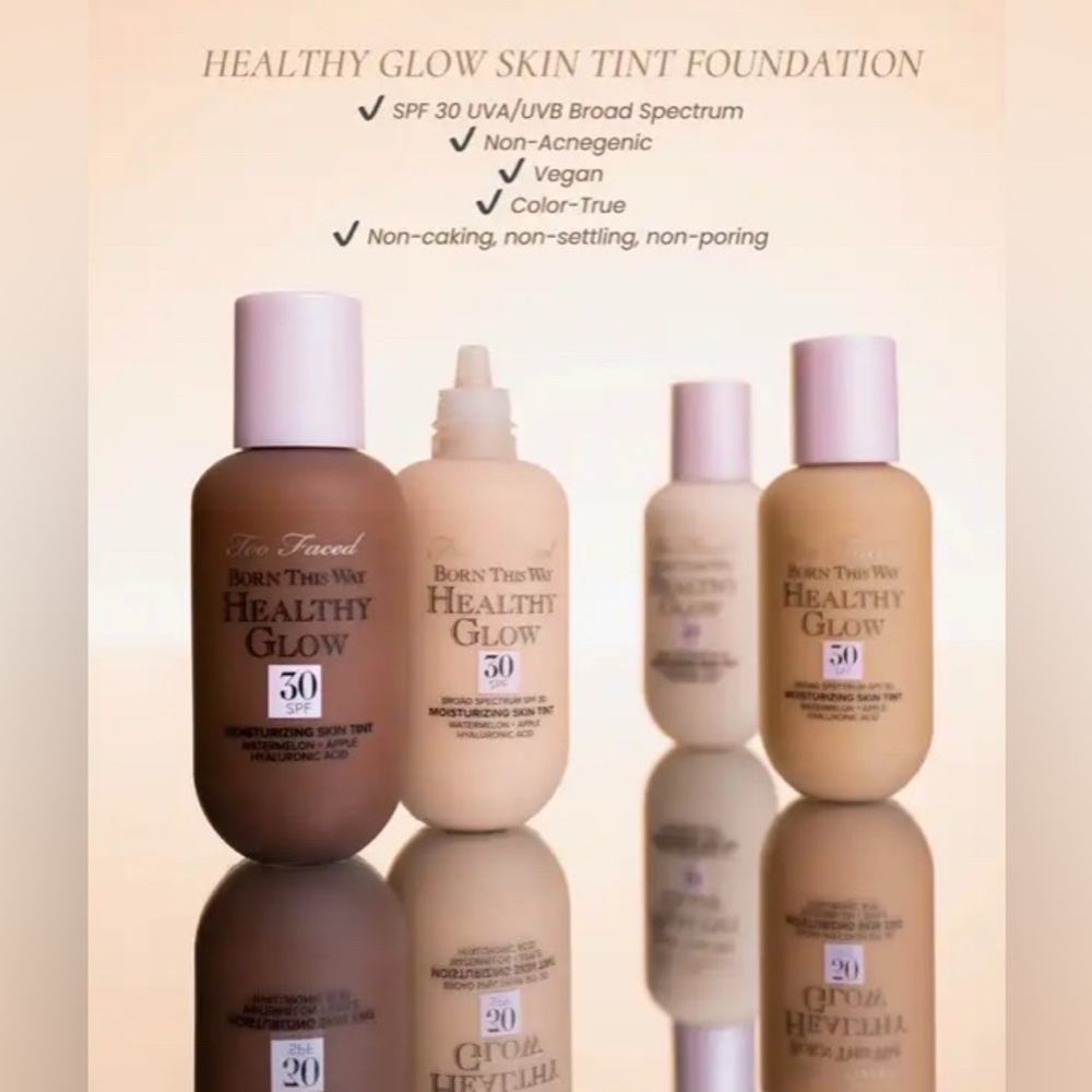 Too Faced Born This Way Healthy Glow Moisturizing Skin Tint Spf 30 /Vanilla /NIB - Picture 7 of 8